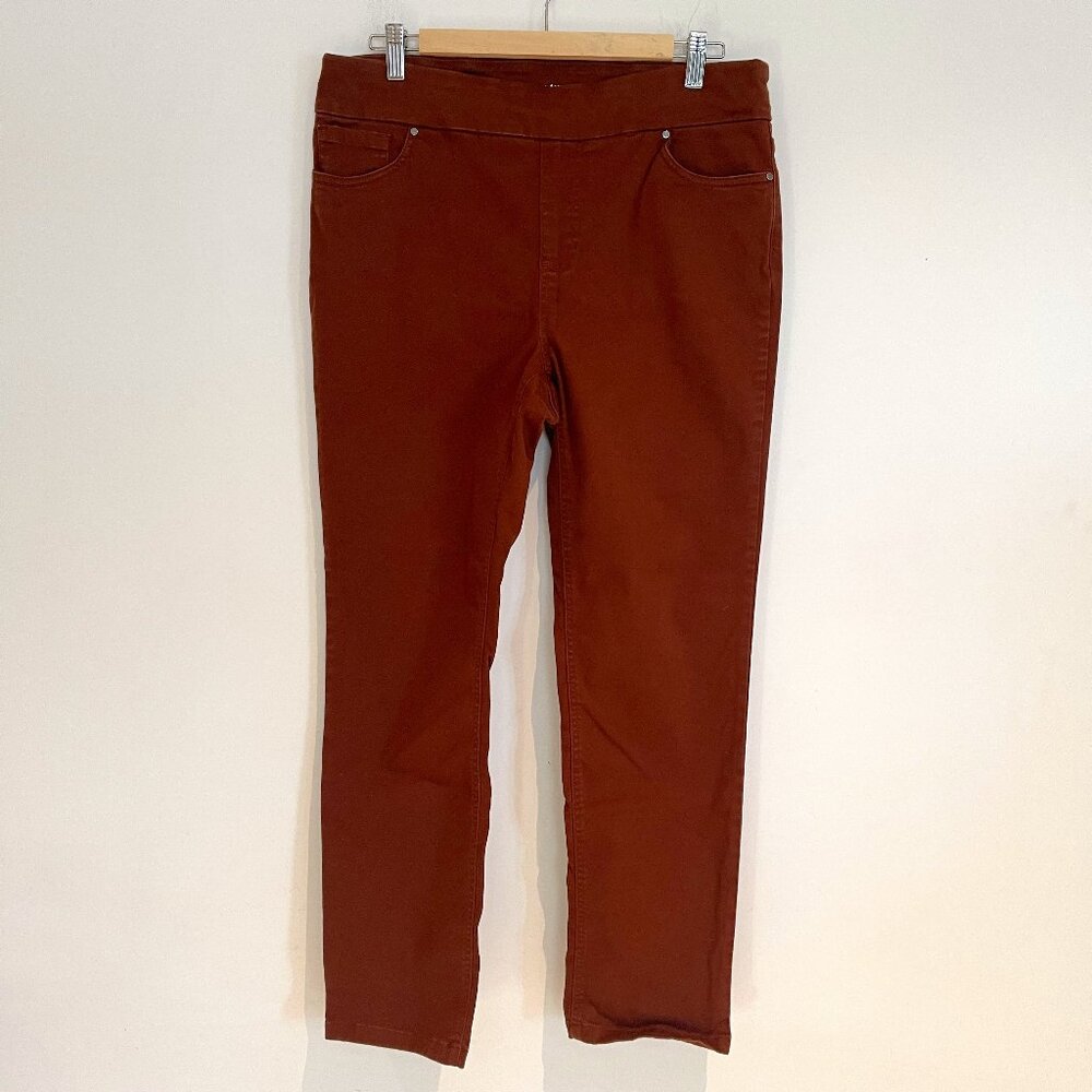 UP Women Brown Stretch Casual Jeans Pants Straight Leg Size 12